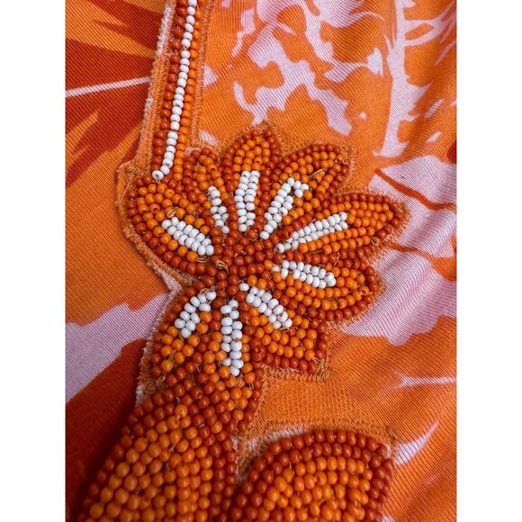 Soft Surroundings Med Tropical Palm Beaded Tunic Top Del Rio Orange resortwear - Picture 8 of 11